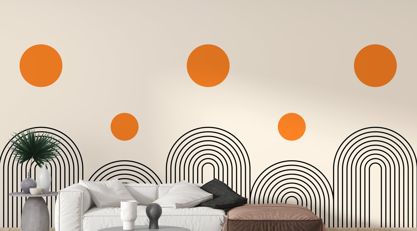 Geometric Boho Art Line Wallpaper Mural