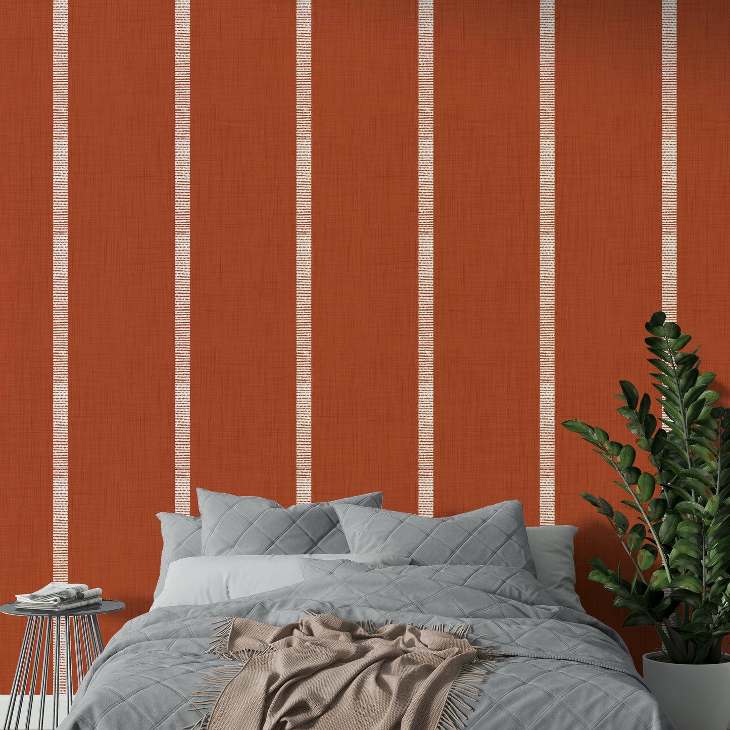 Living room terracotta wallpaper

