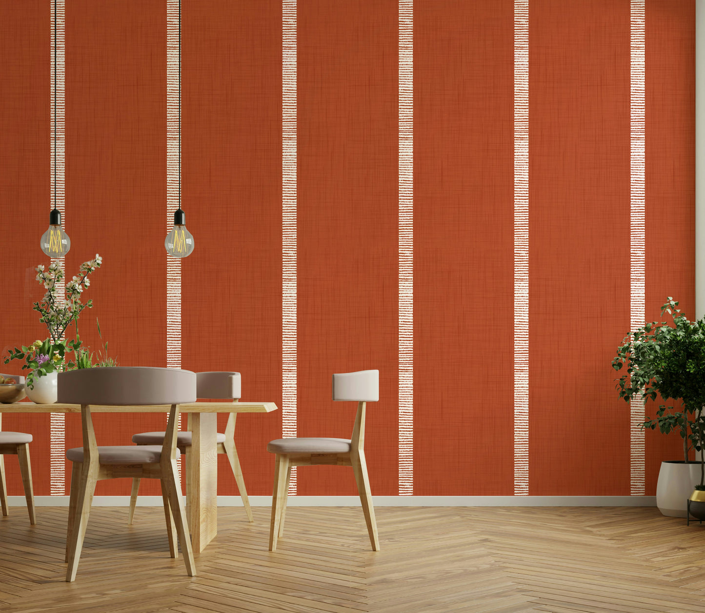 Bedroom boho stripe mural

