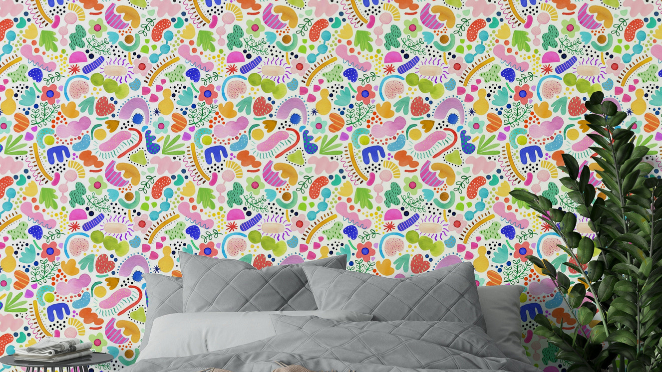 Modern bold abstract wallpaper with geometric shapes

