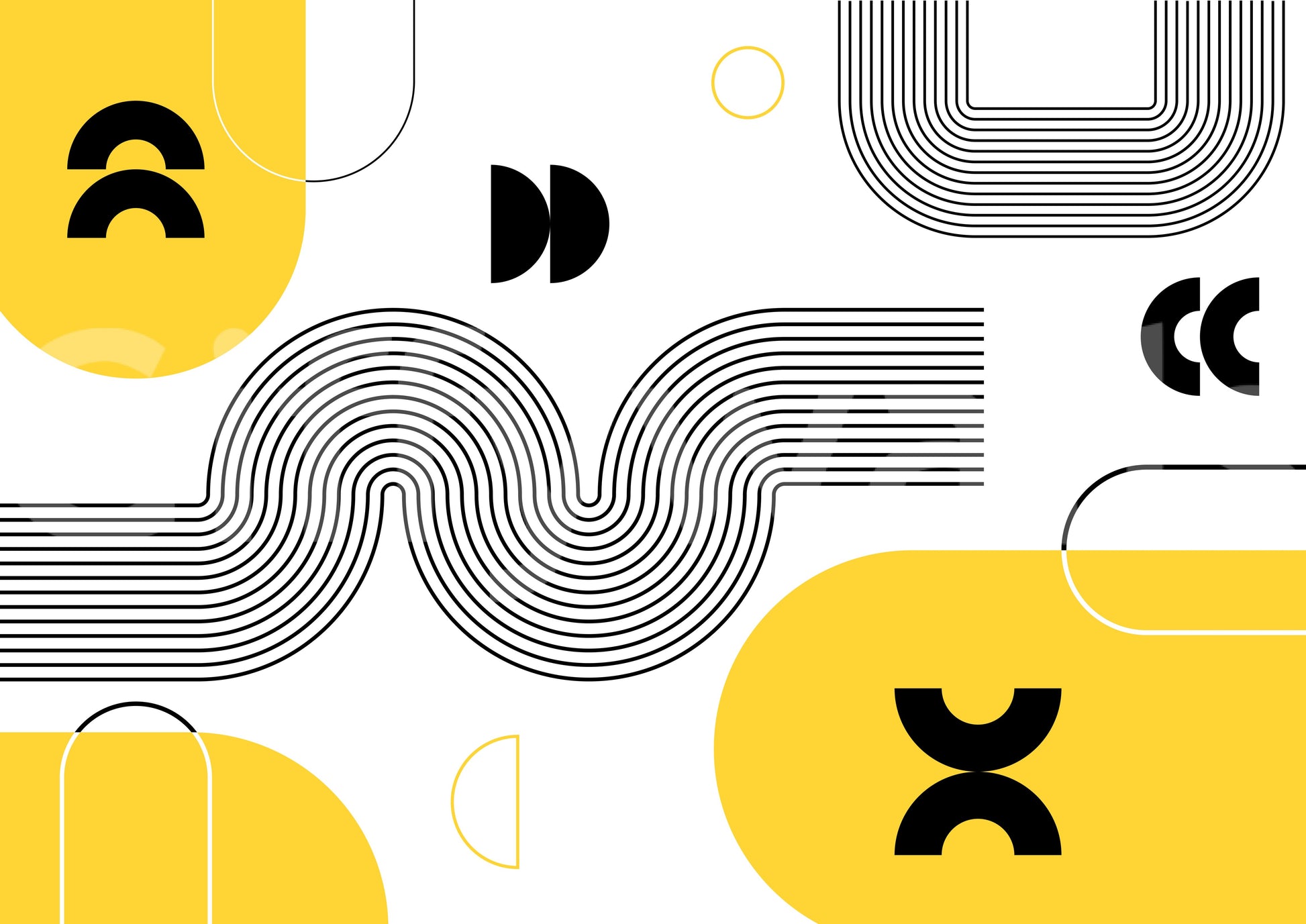 Modern Bold Retro Graphics Wall Mural

