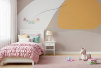 A beautiful modern art wall mural of delicate lines.