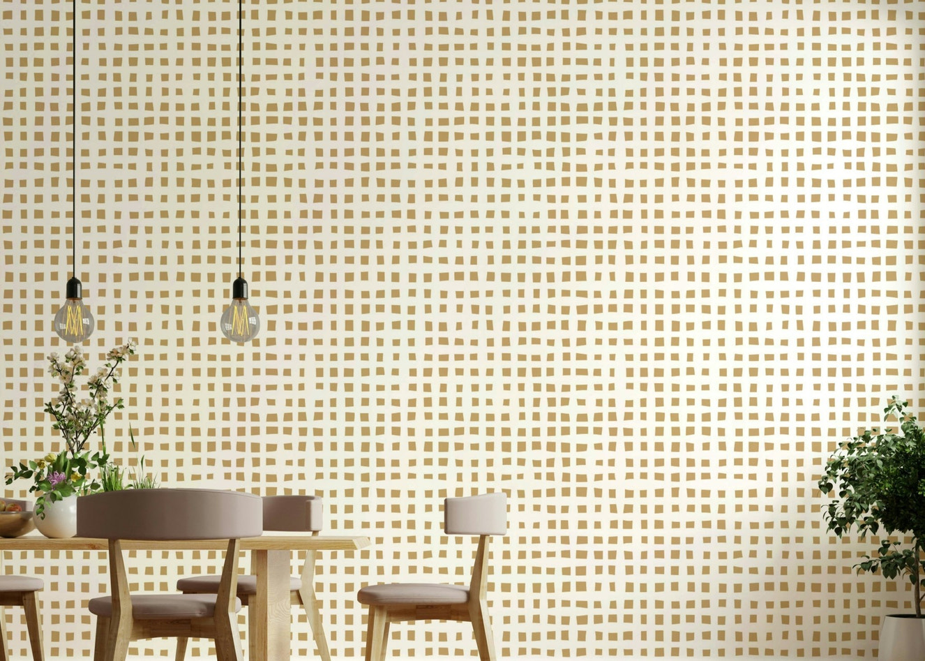 Modern beige square wallpaper design
