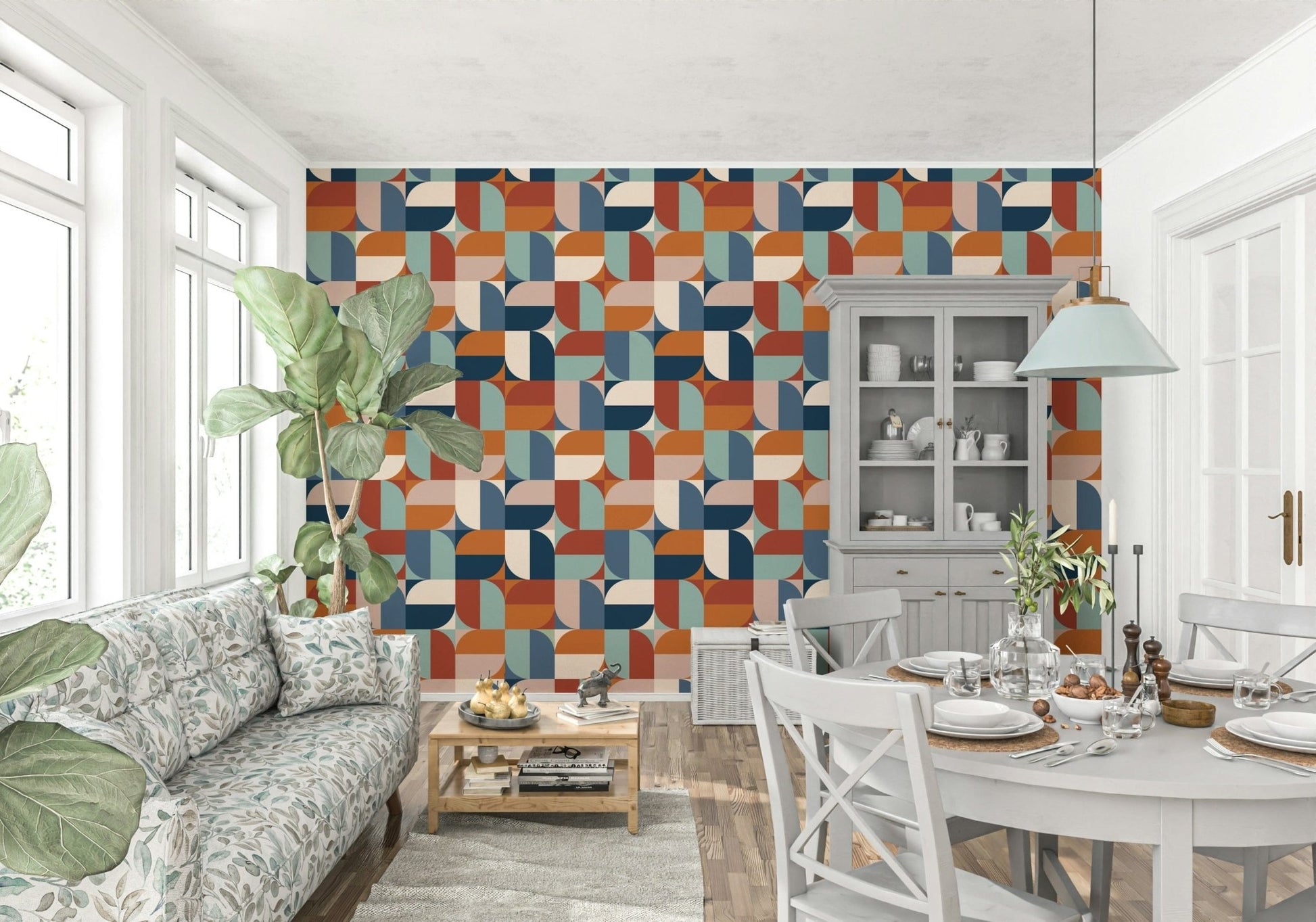 Bold modern wallpaper with rounded forms