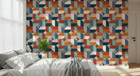 Color block curves wallpaper in warm shades