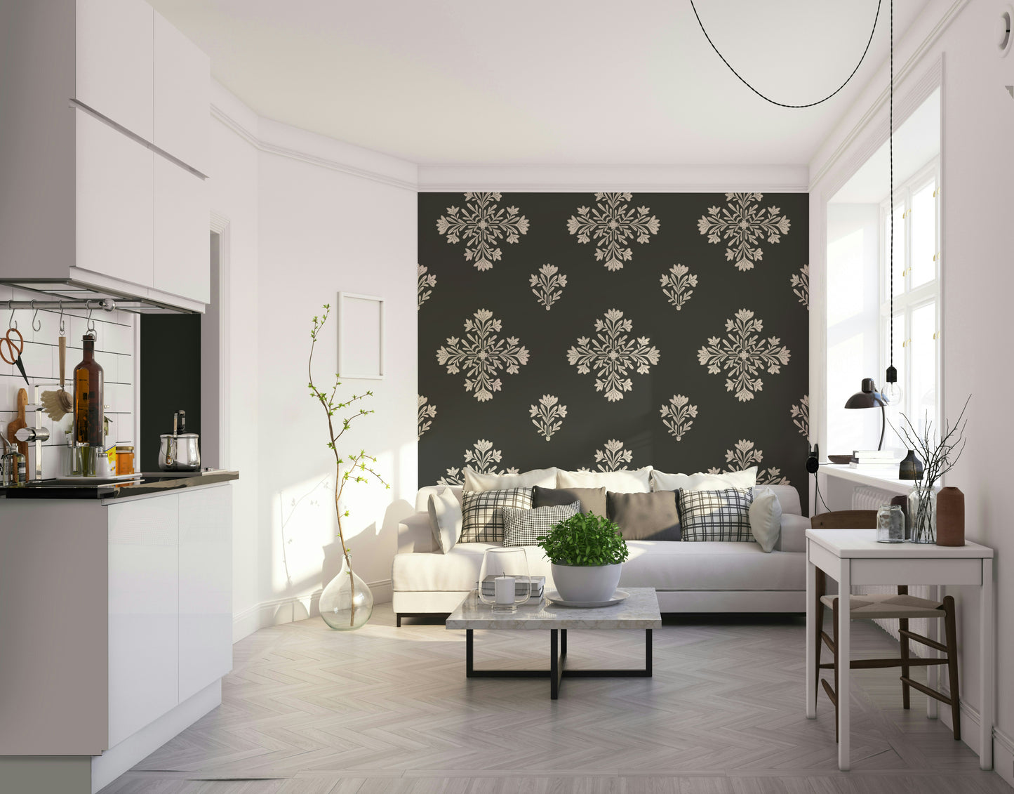 Living room colorful wallpaper

