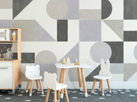 Geometric shapes wallpaper for living room decor
