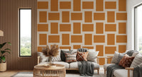 Modern Geometric Color Block Terracotta Cream Wallpaper⁠