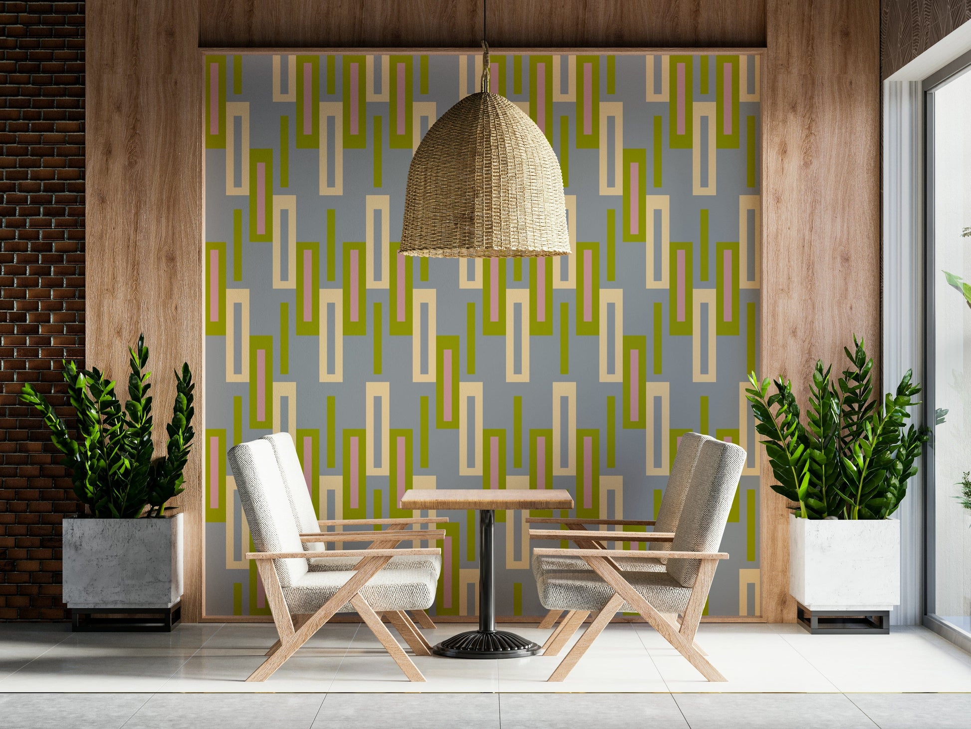 Abstract geometric moderno wallpaper with a clean, modern aesthetic.