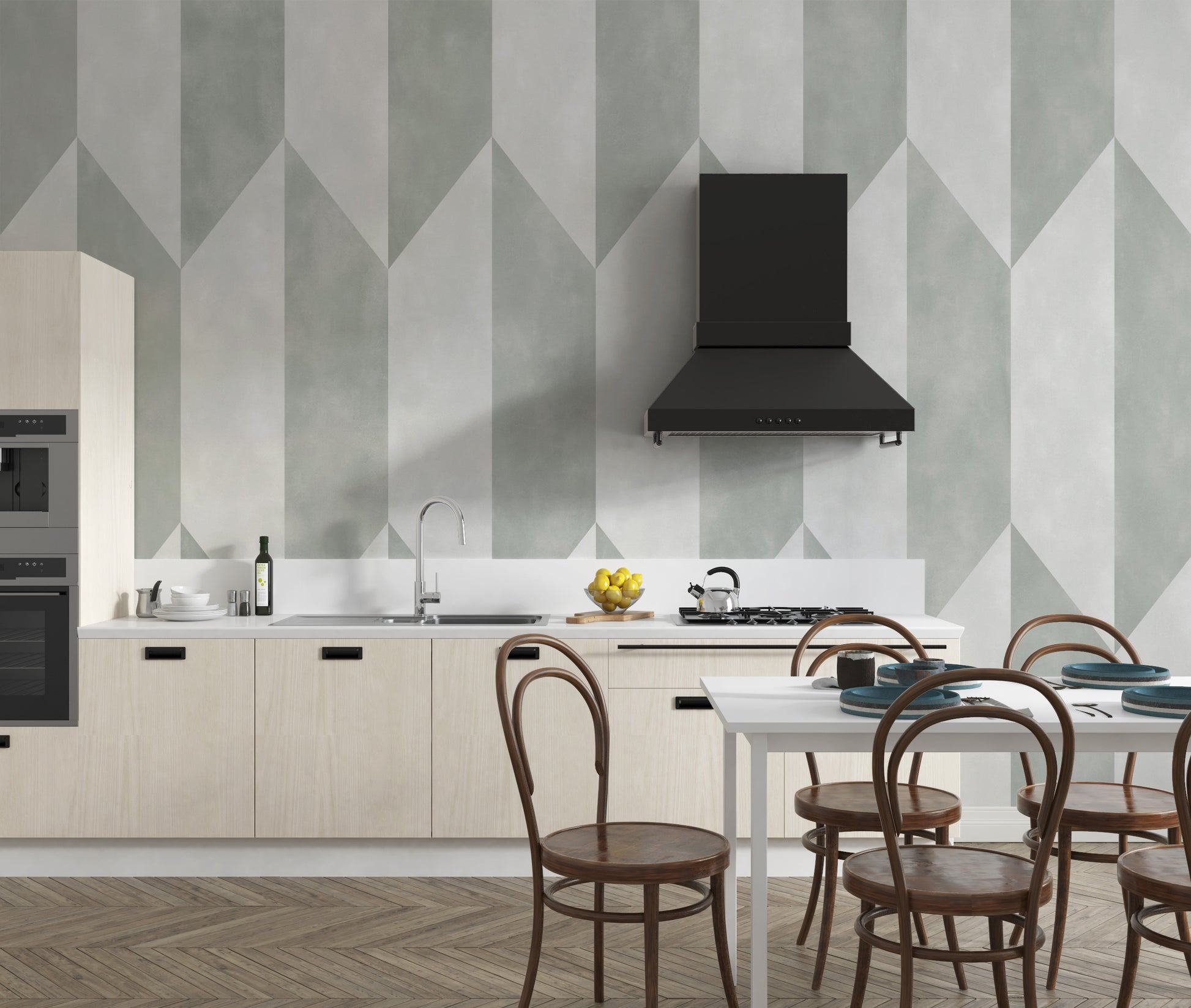 Subtle gray geometric wallpaper for modern spaces
