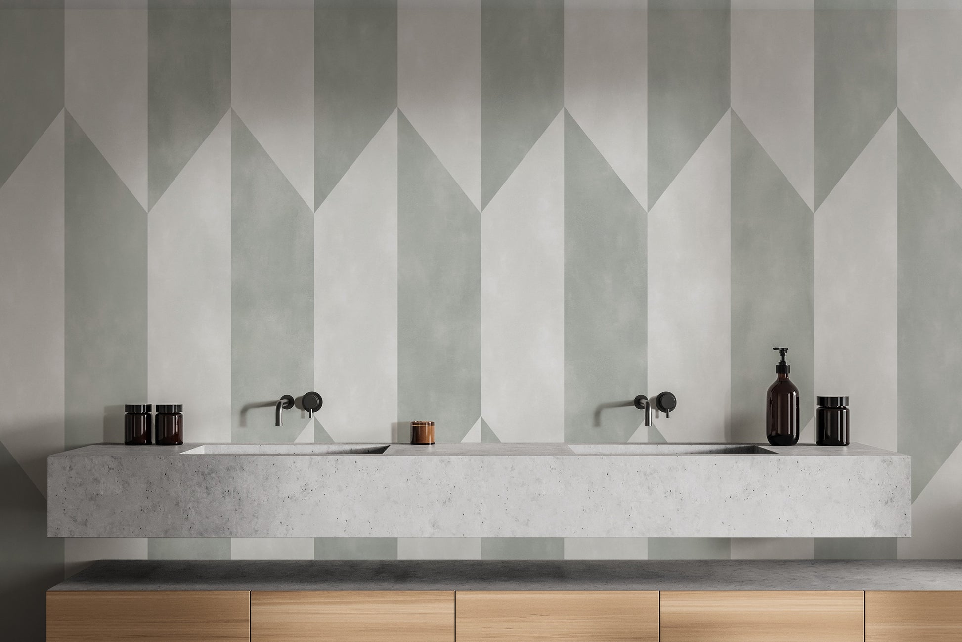 Trendy geometric wallpaper in soft gray tones
