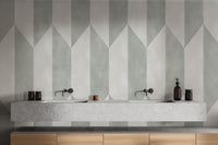 Trendy geometric wallpaper in soft gray tones
