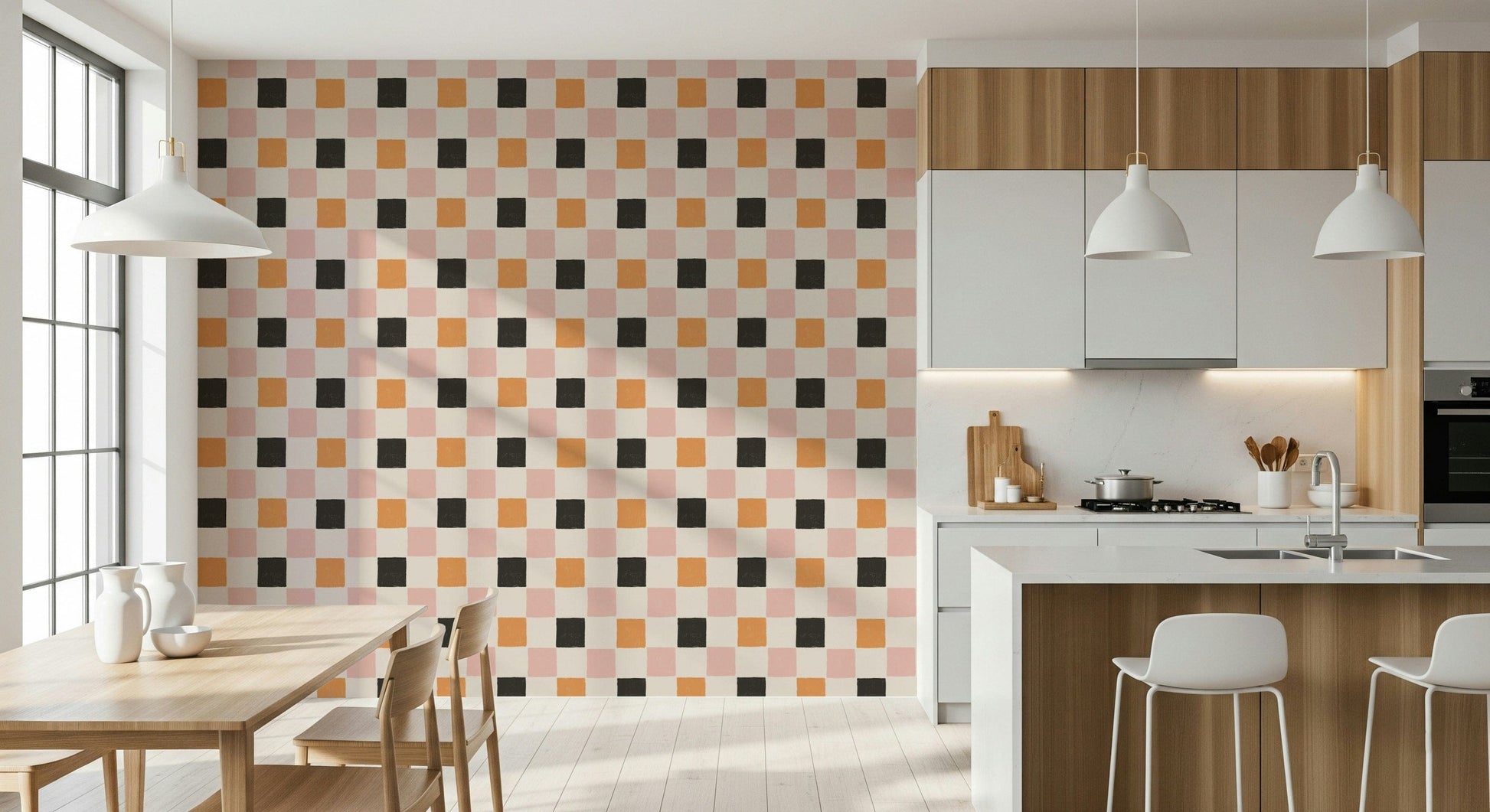 Bold square and rectangle blocks in bright, festive colors.