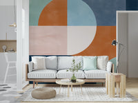 A beautiful abstract circle and square wallpaper mural for a modern home.