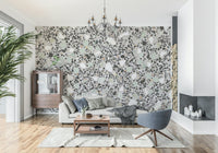Stylish Italian composite stone look Modern Grey Terrazzo wallpaper.