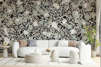 Grey aggregate surface graphic wall mural sleek sophisticated design.