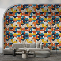 Scandinavian modern wallpaper with layered circles