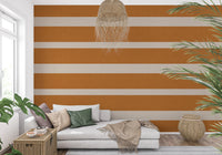 Modern Horizontal Stripe Terracotta Cream Wallpaper⁠