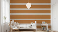 Modern Horizontal Stripe Terracotta Cream Wallpaper⁠