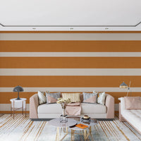 Modern Horizontal Stripe Terracotta Cream Wallpaper⁠