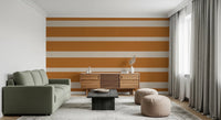 Modern Horizontal Stripe Terracotta Cream Wallpaper⁠