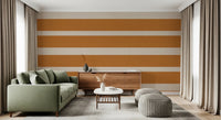 Modern Horizontal Stripe Terracotta Cream Wallpaper⁠