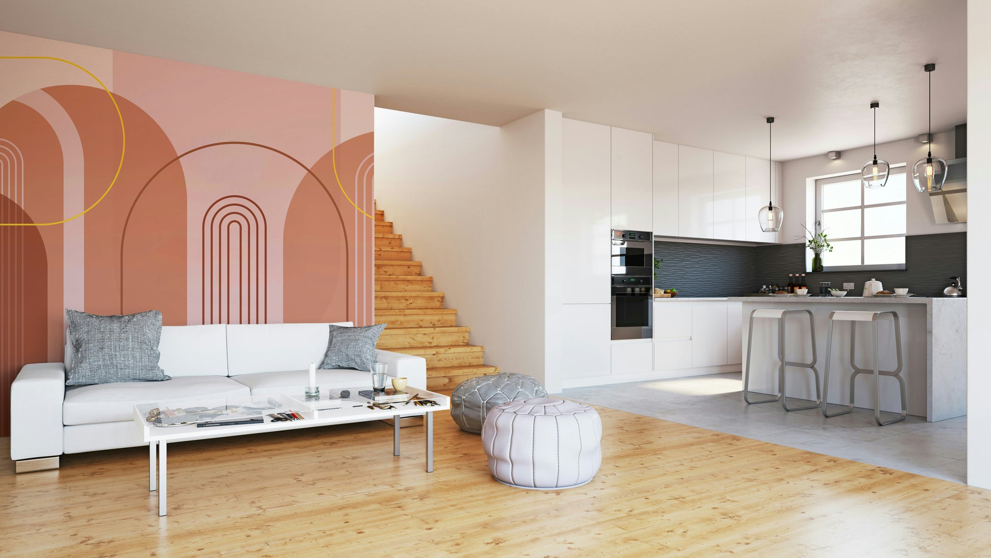 Modern Mid-Century Archways Wall Mural

