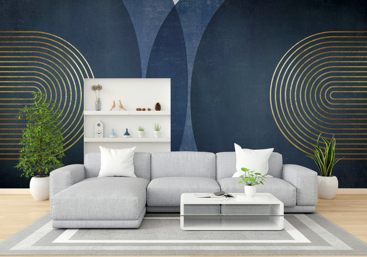 Vintage-inspired wall mural in luxe tones

