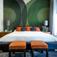 Bold mid-century patterns in mural format

