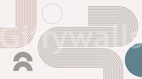 Modern Retro Lines wall mural close-up showing rust and gray winding lines, arches and a teal circle on cream