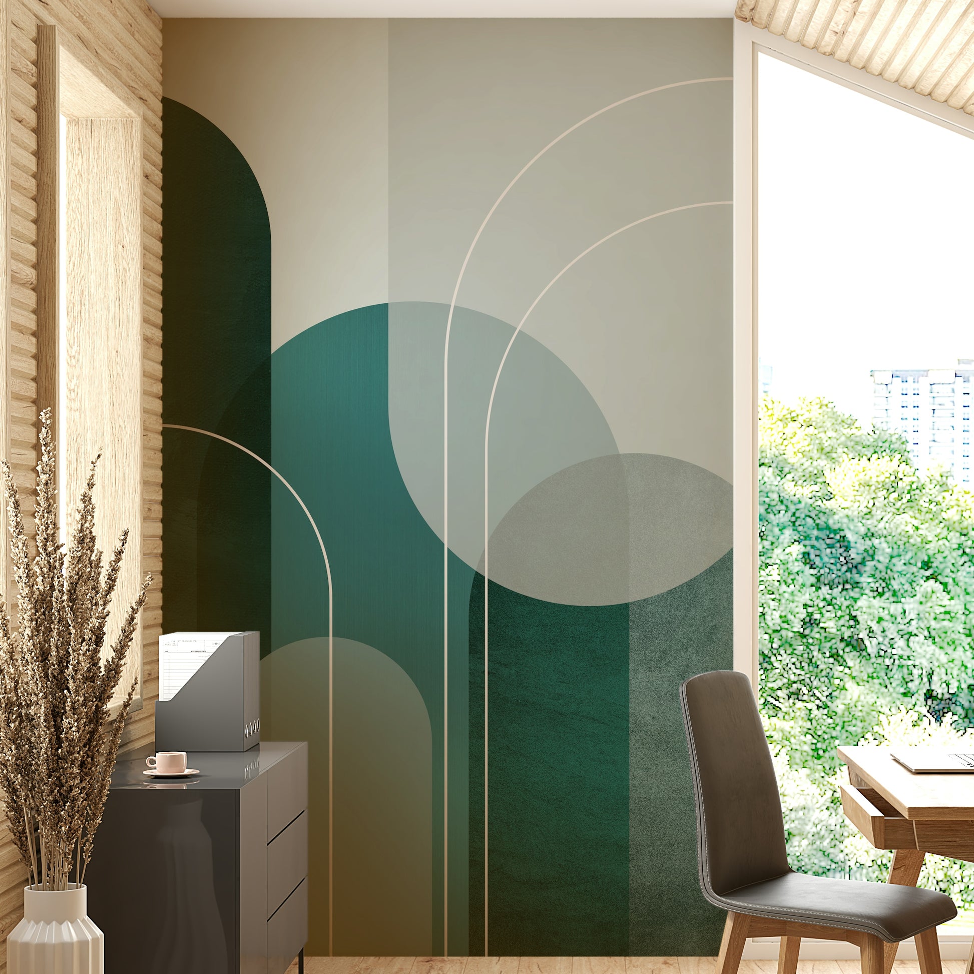 Modern Teal Arches 1 wall mural for contemporary decor

