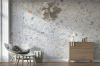 Delicate Natural Marble terrazzo wallcovering pattern.