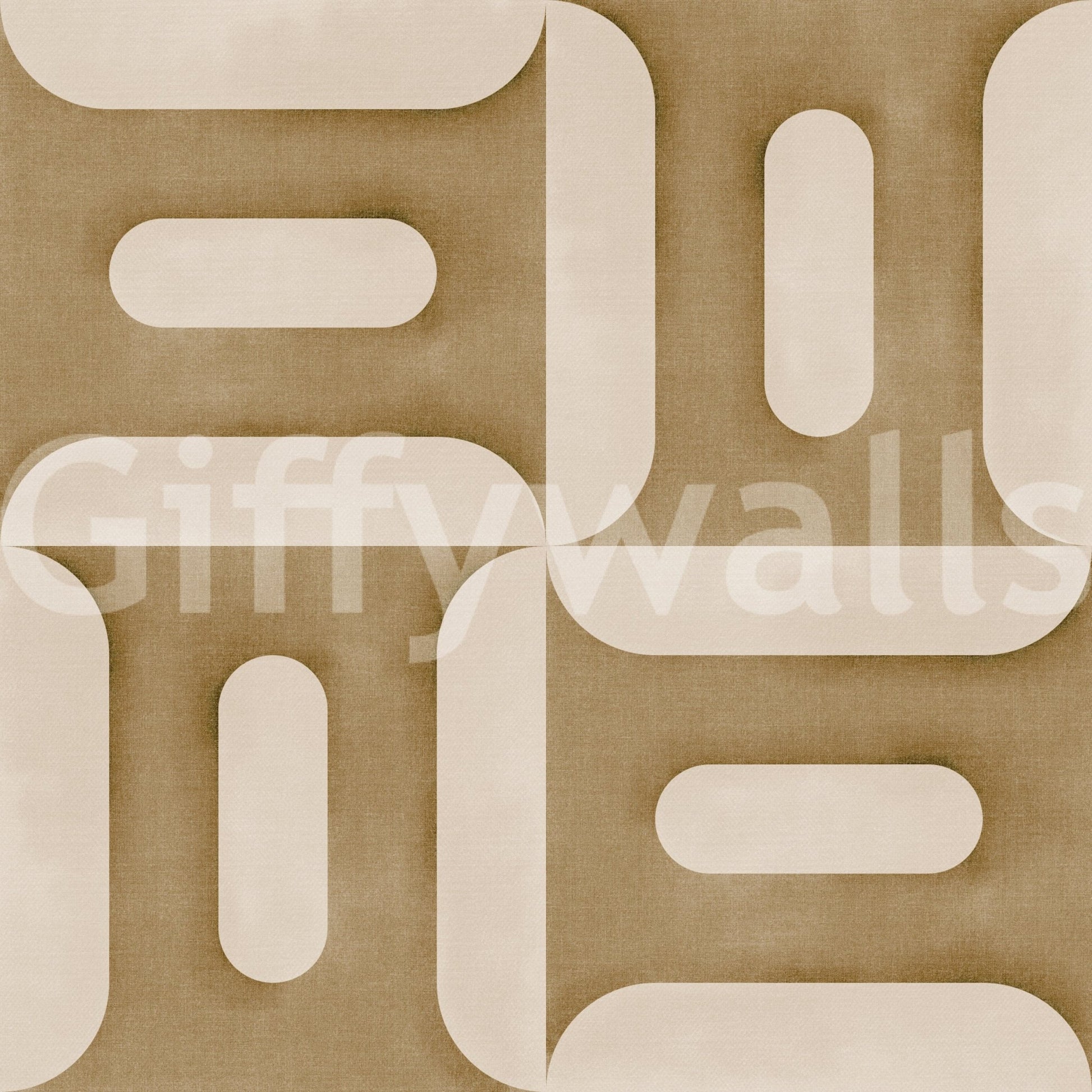 Modern Textured Geometries Camel wallpaper close-up showing the camel and cream rounded geometric pattern