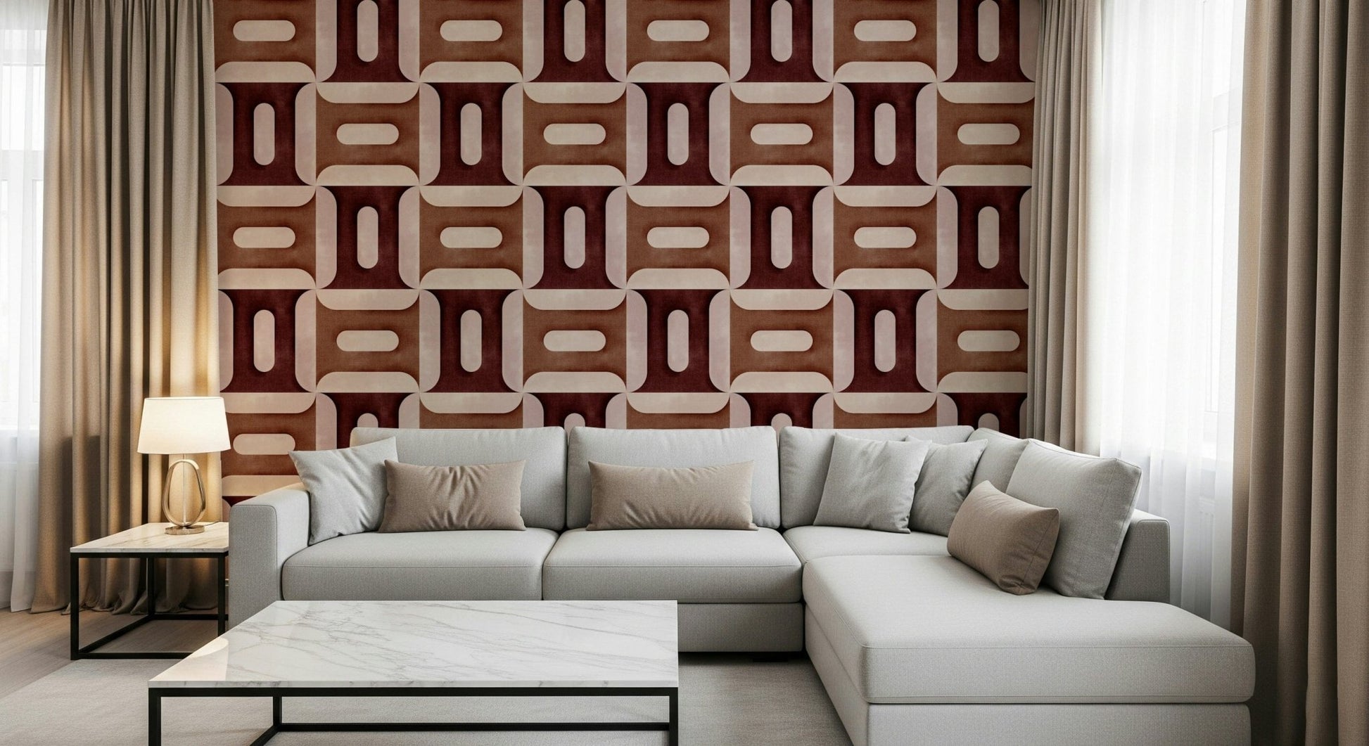 Modern Textured Geometries Clay Wallpaper⁠