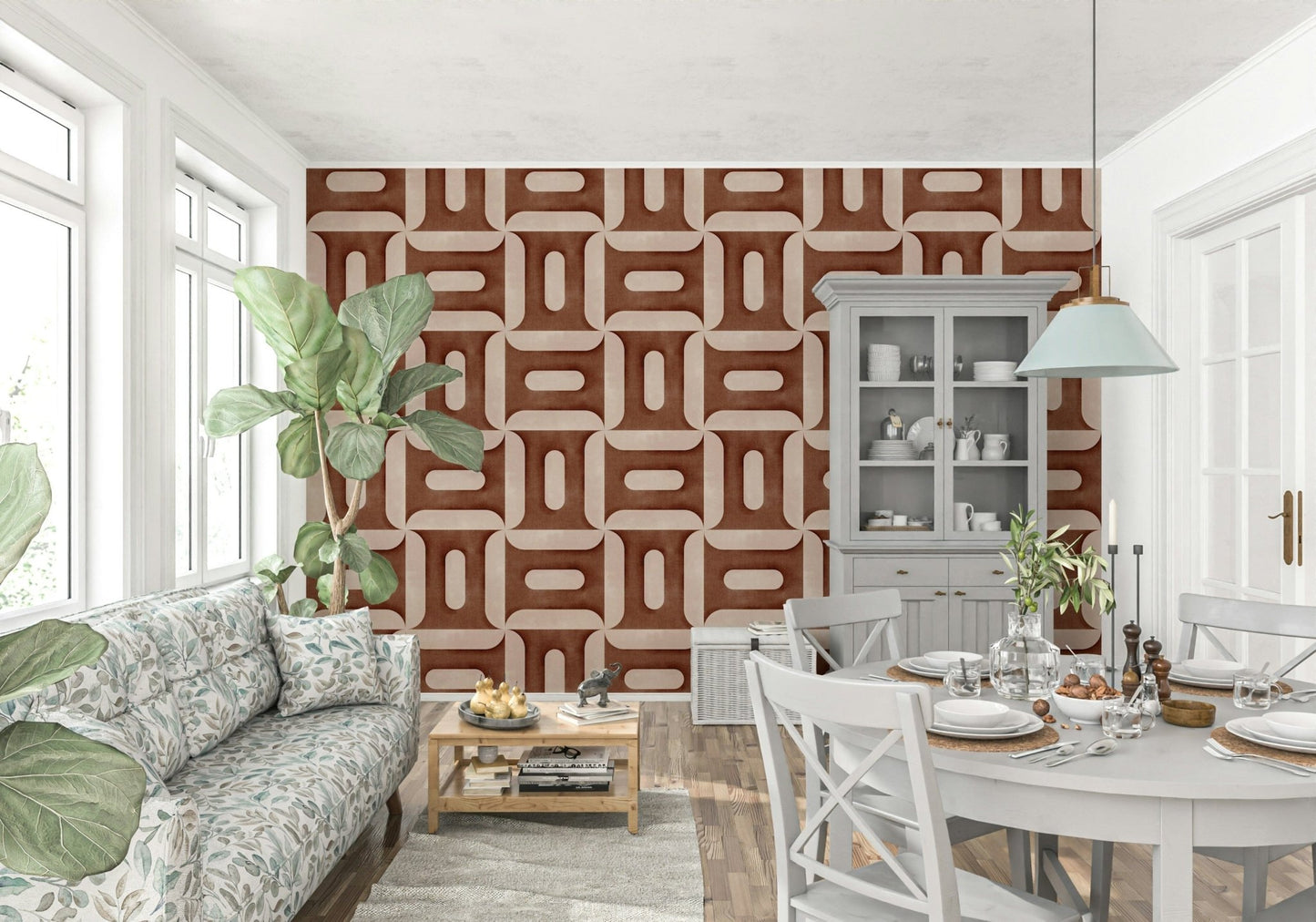 Modern Textured Geometries Copper Wallpaper⁠