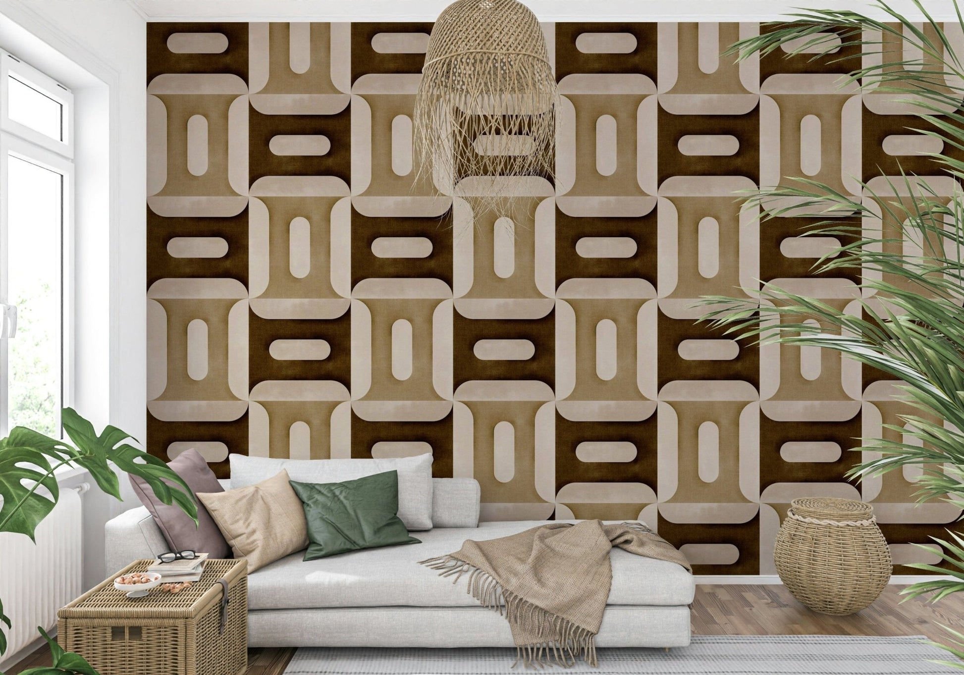 Modern Textured Geometries Earthy Wallpaper⁠