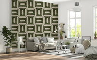 Modern Textured Geometries Olive Wallpaper⁠