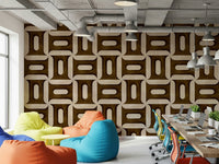 Modern Textured Geometries Umber Wallpaper⁠