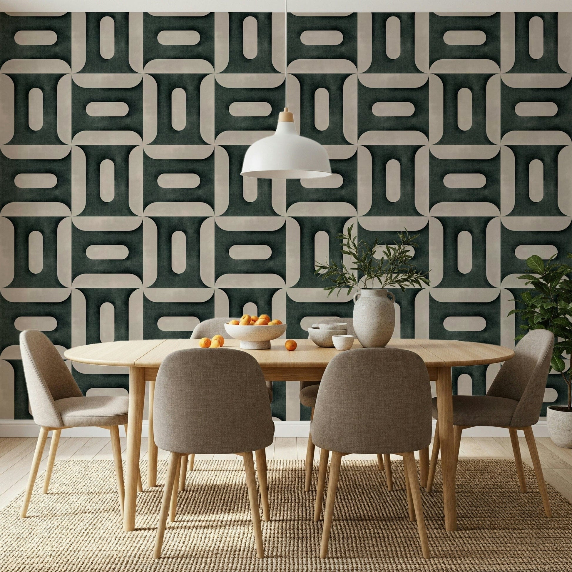 Modern Textured Geometries Vintage Denim Wallpaper⁠