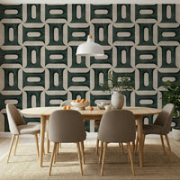Modern Textured Geometries Vintage Denim Wallpaper⁠