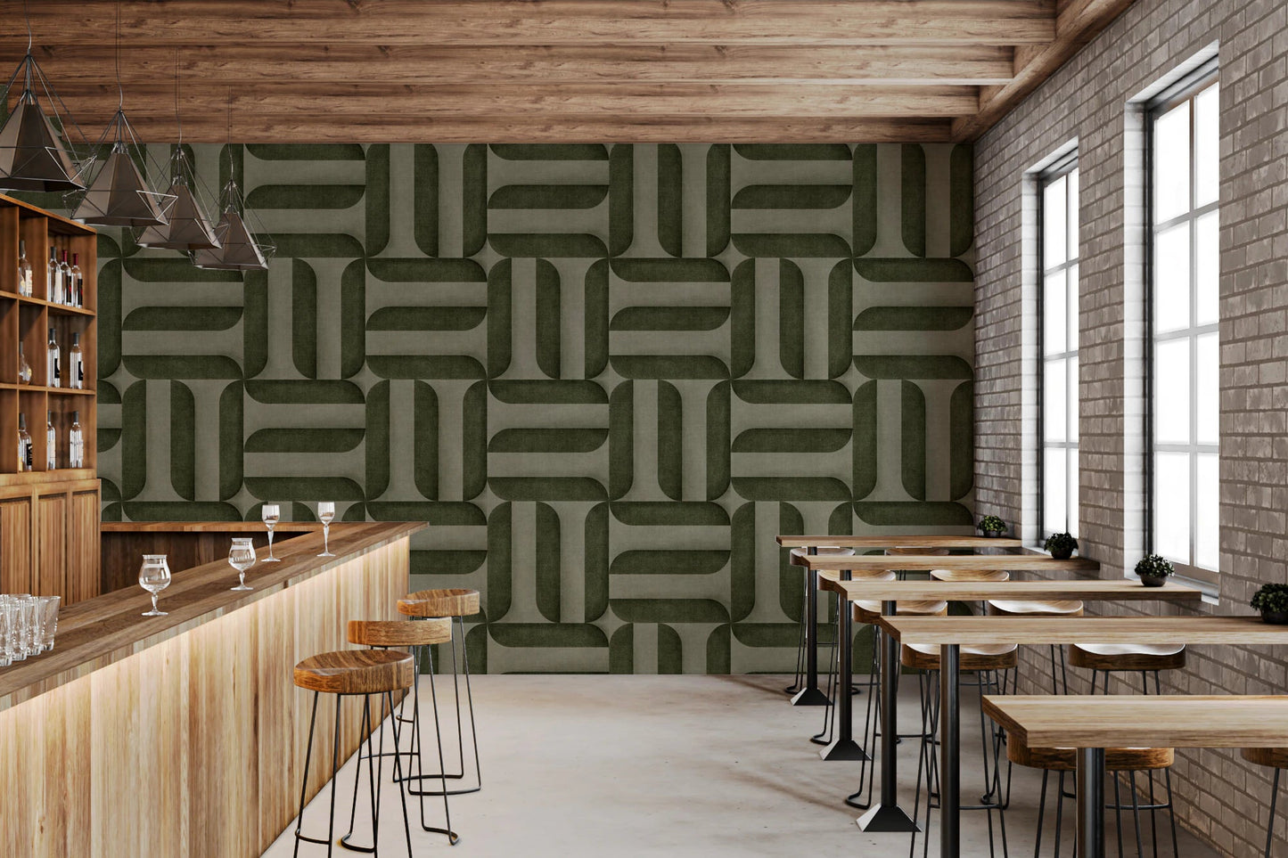 Modern Textured Signs Olive Wallpaper⁠