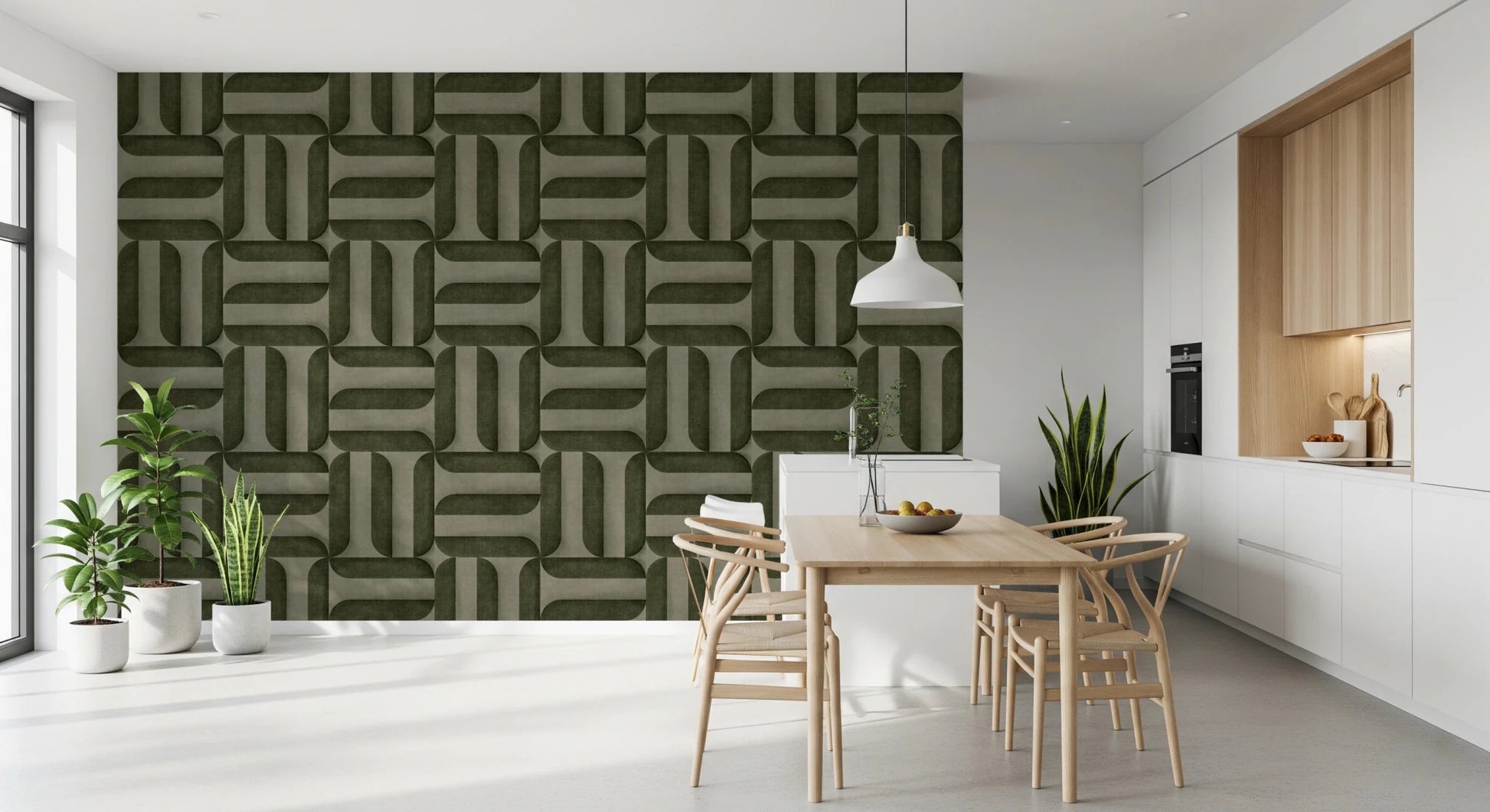 Modern Textured Signs Olive Wallpaper⁠