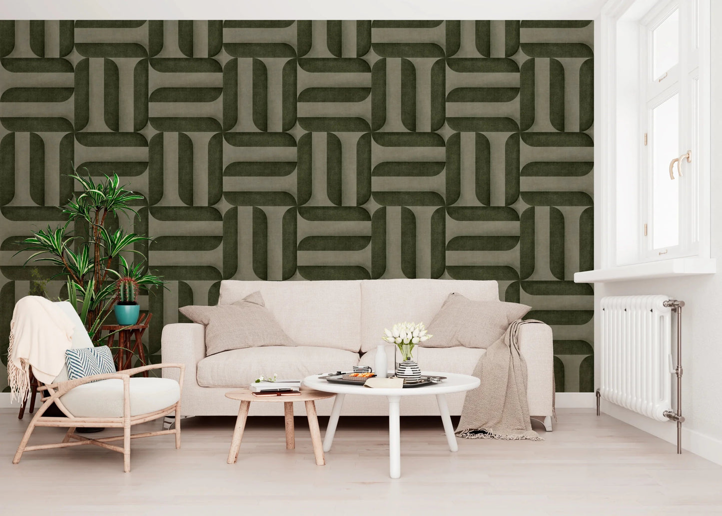 Modern Textured Signs Olive Wallpaper⁠