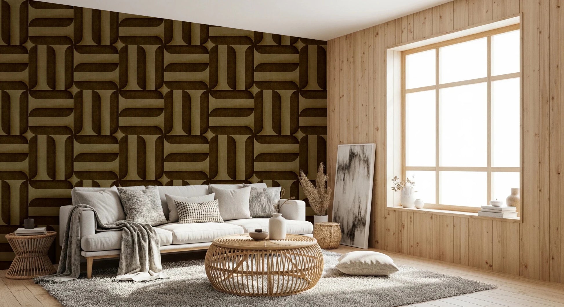 Modern Textured Signs Umber Wallpaper⁠