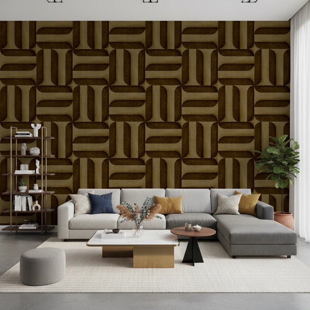 Modern Textured Signs Umber Wallpaper⁠