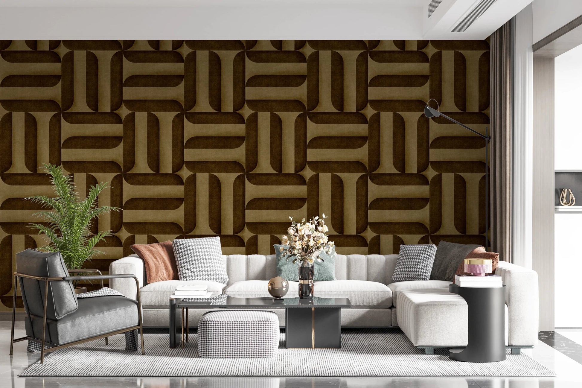 Modern Textured Signs Umber Wallpaper⁠
