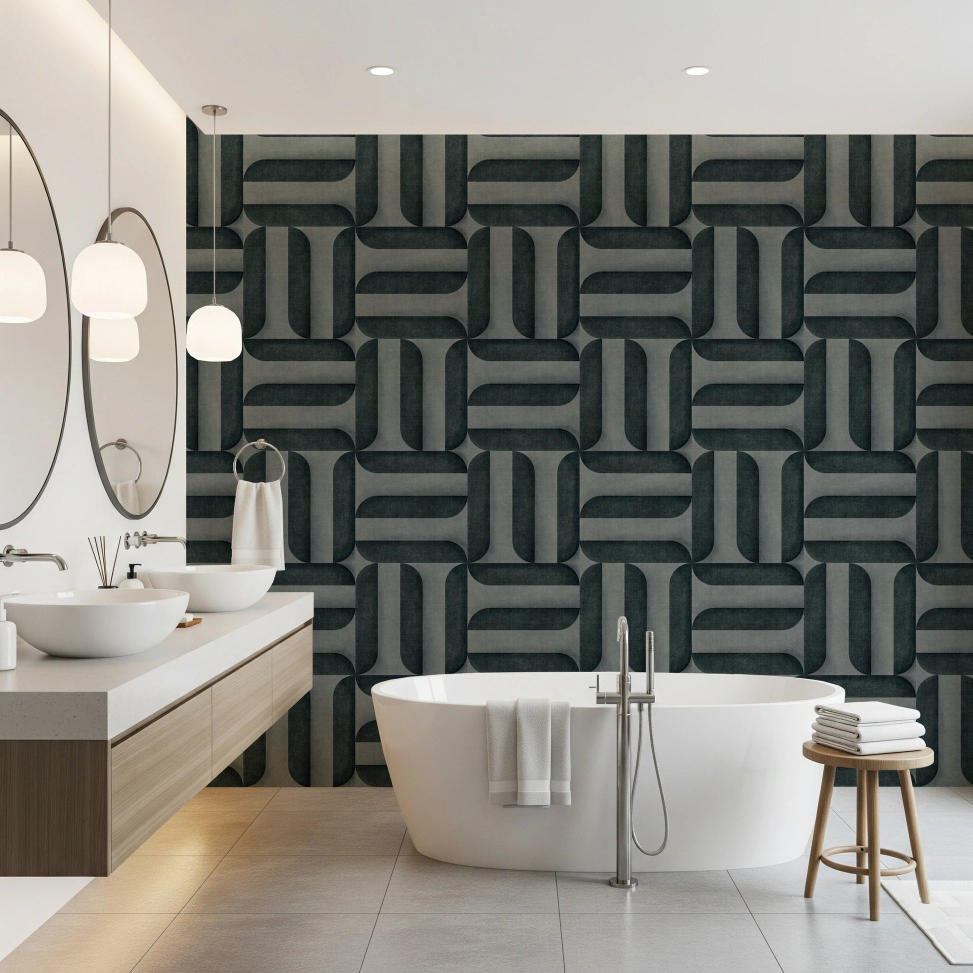 Modern Textured Signs Vintage Denim Wallpaper⁠