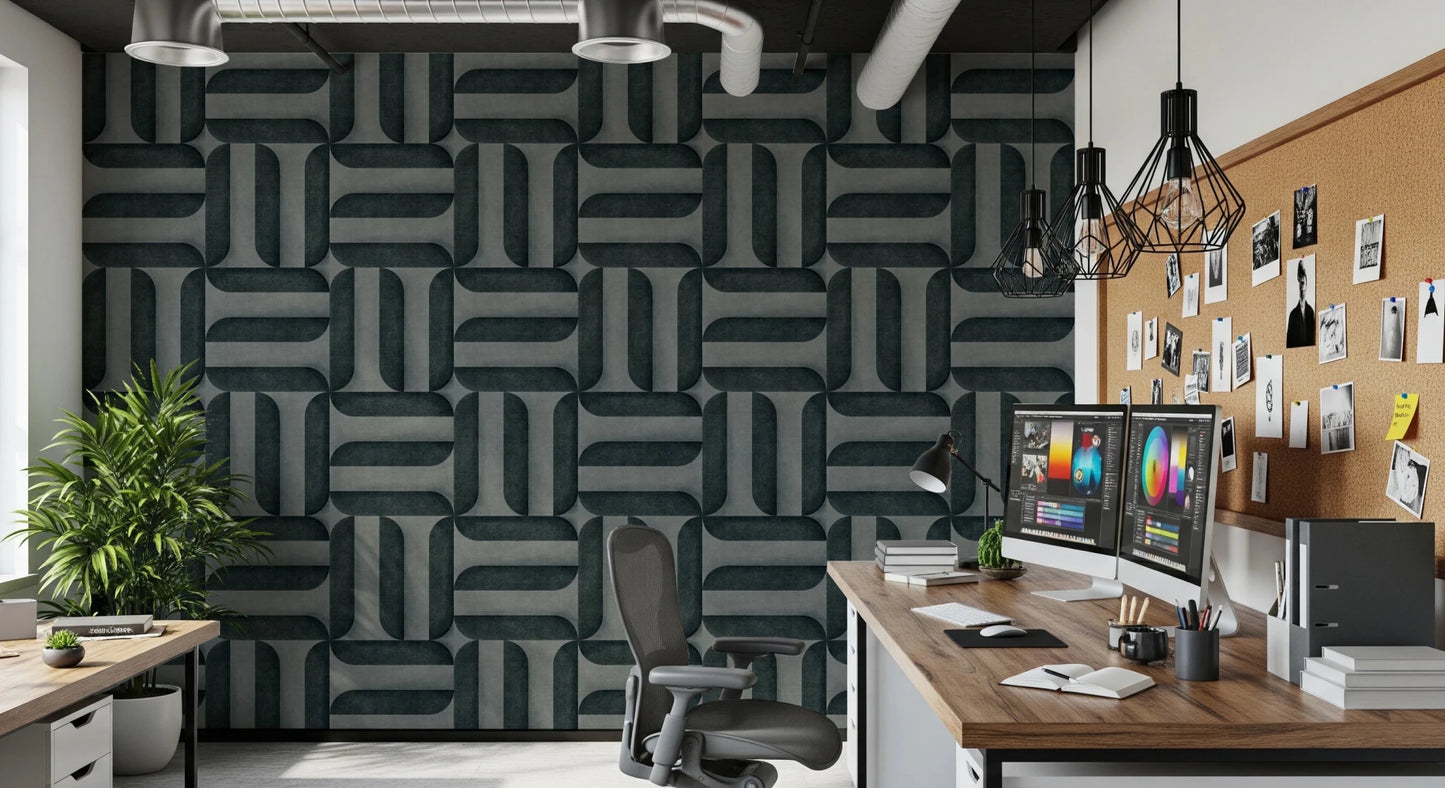 Modern Textured Signs Vintage Denim Wallpaper⁠