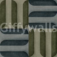 Modern Textured Signs Winter wallpaper close-up showing the olive, slate and charcoal interlocking shapes with woven fabric texture