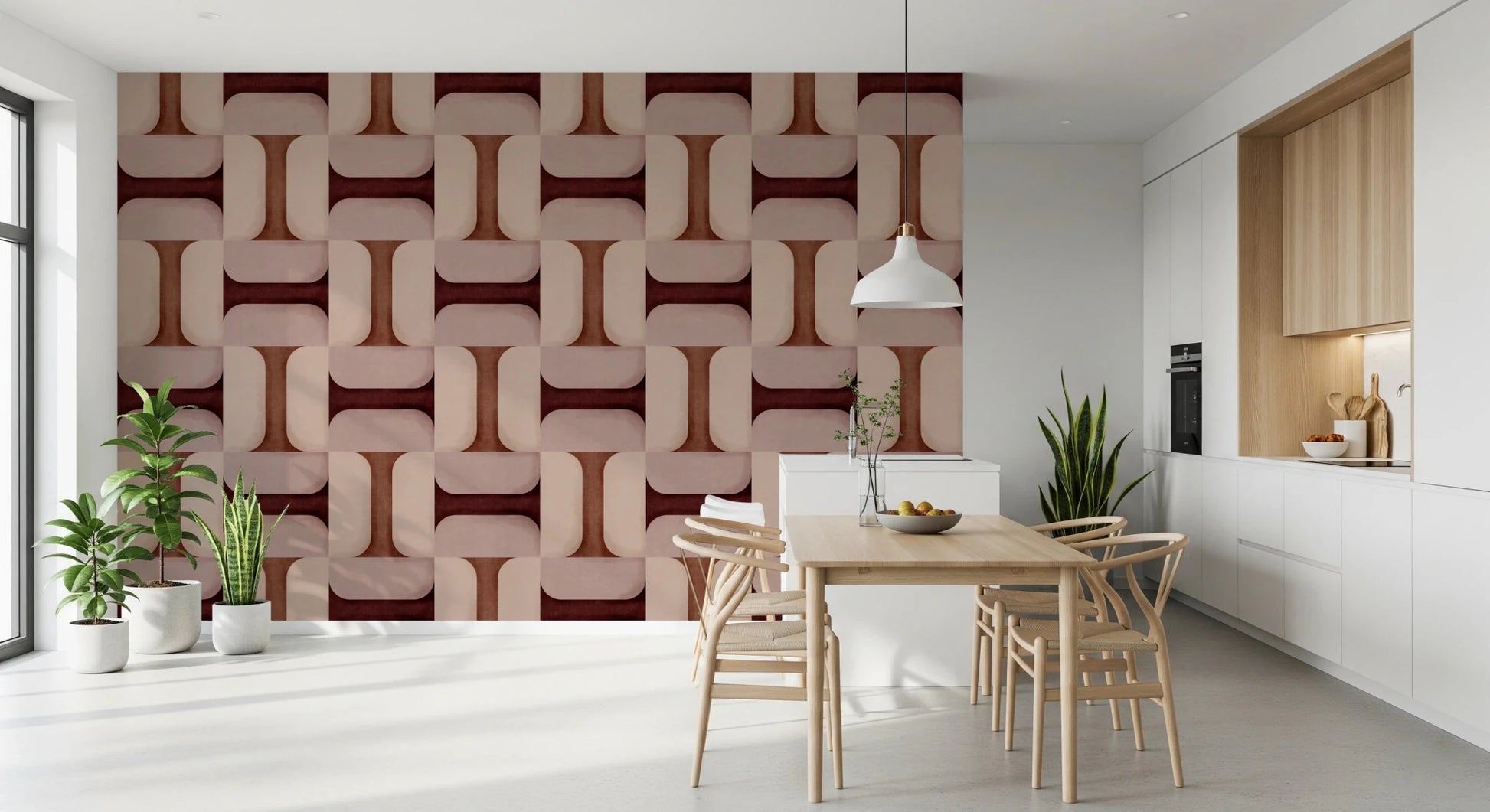 Modern Textured Tiles Clay Wallpaper⁠